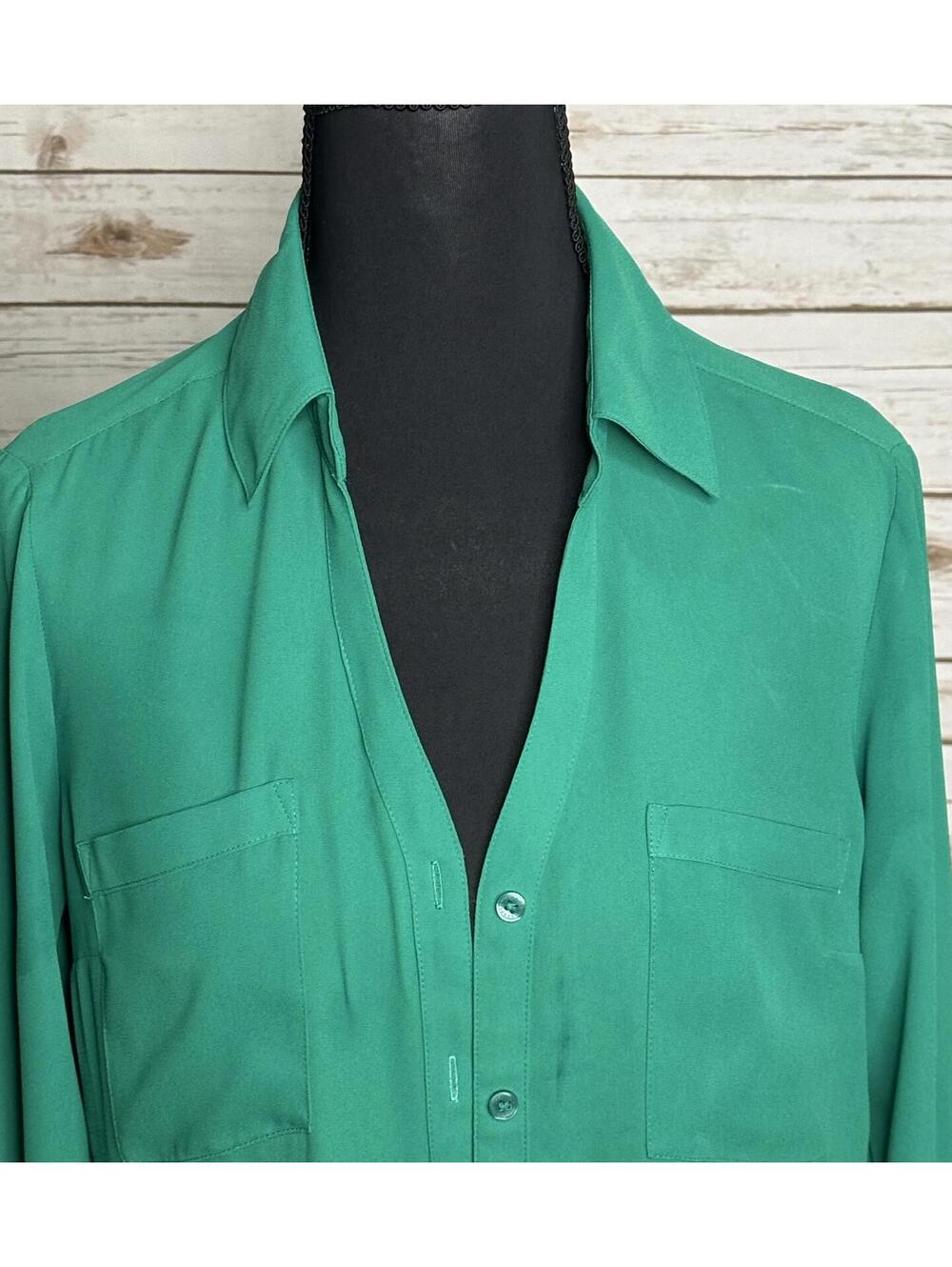 Express Slim Portofino kelly green long sleeve button-up shirt Size Small - Picture 2 of 5